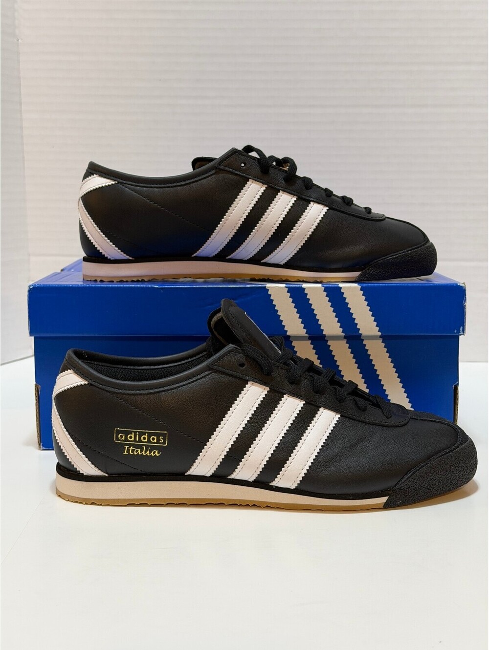 adidas Italia 70s JS1324 Men's 7.5 Black White Gum Shoes New w/ Box